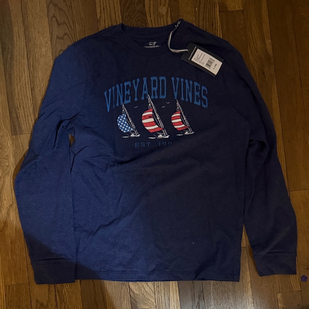 Vineyard Vines Men's Blue Graphic Long Sleeve Tee